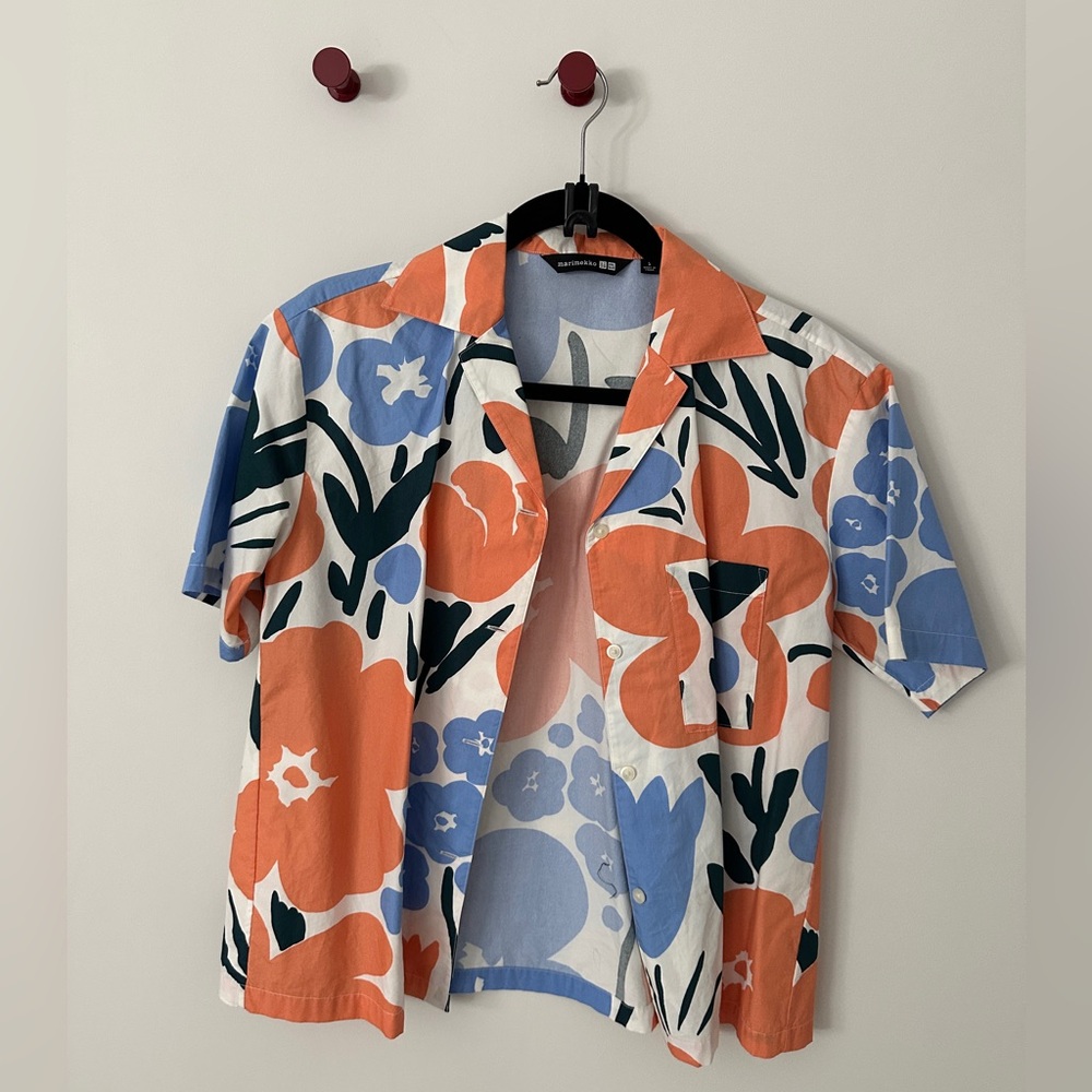 Marimekko x Uniqlo 2-pc Short Sleeve Shirt & High Rise Pants Cotton Floral - Picture 3 of 3